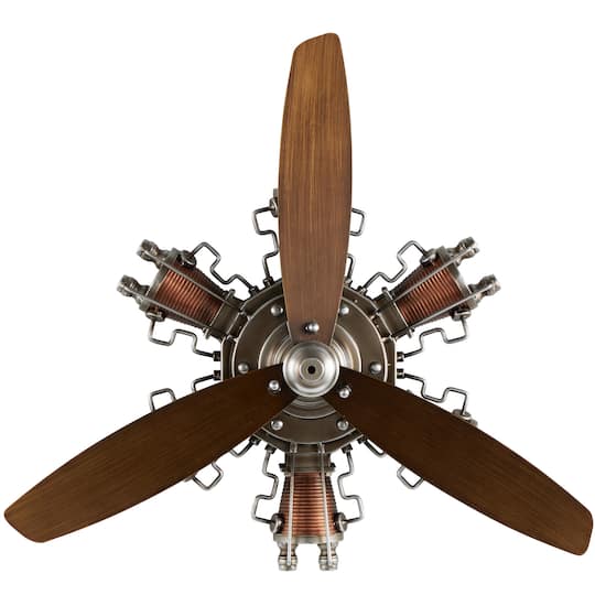 25" Brown Metal Propeller Wall Décor with Silver Accents